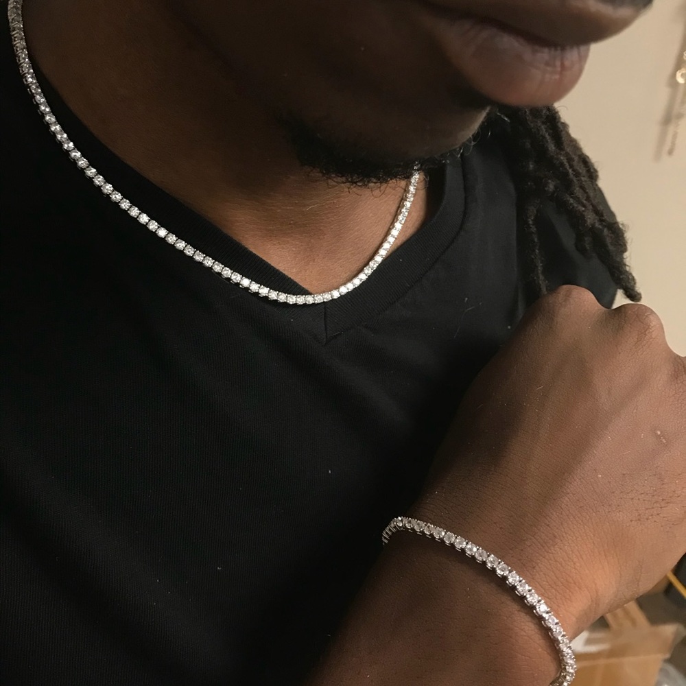 Sterling silver tennis chain set